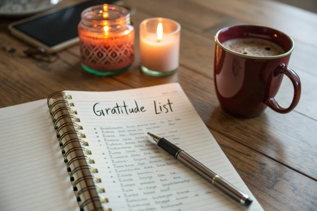 Gratitude journaling as self care practice