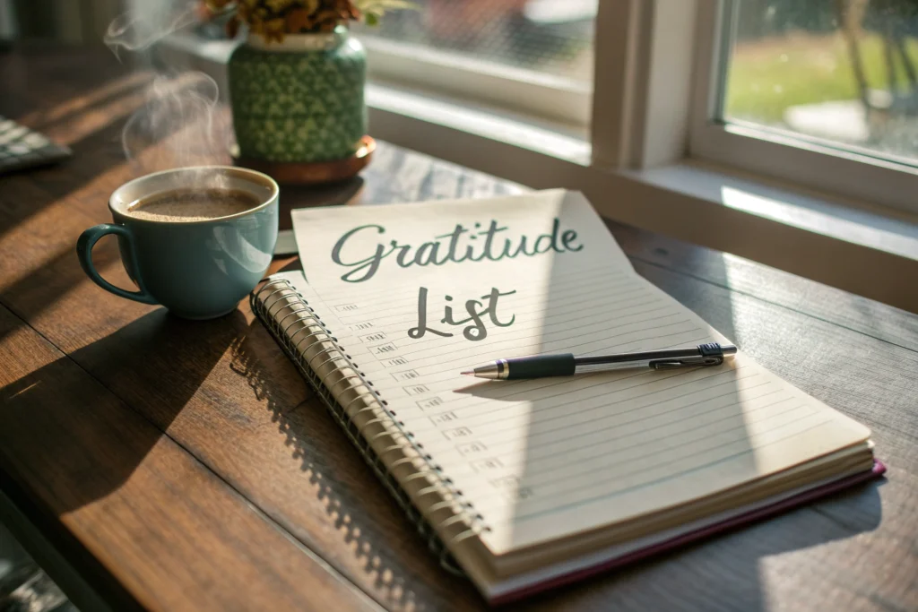 Writing gratitude list as morning habit