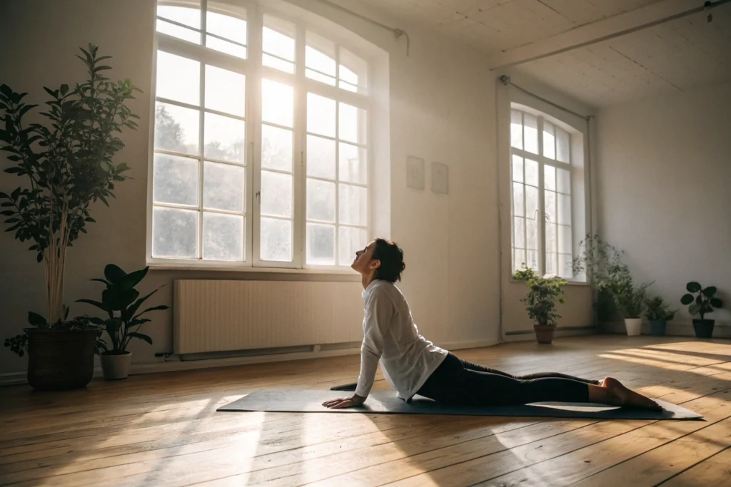 Stretching yoga in the morning as part of success routine