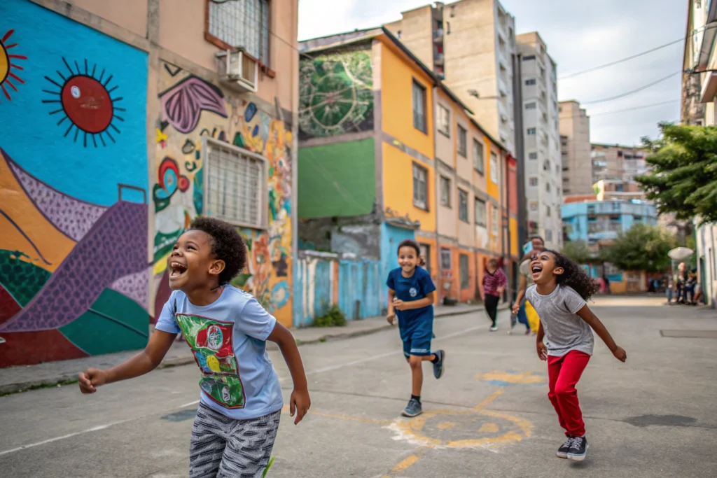 Children playing as part of Chocolate City wellness in the streets